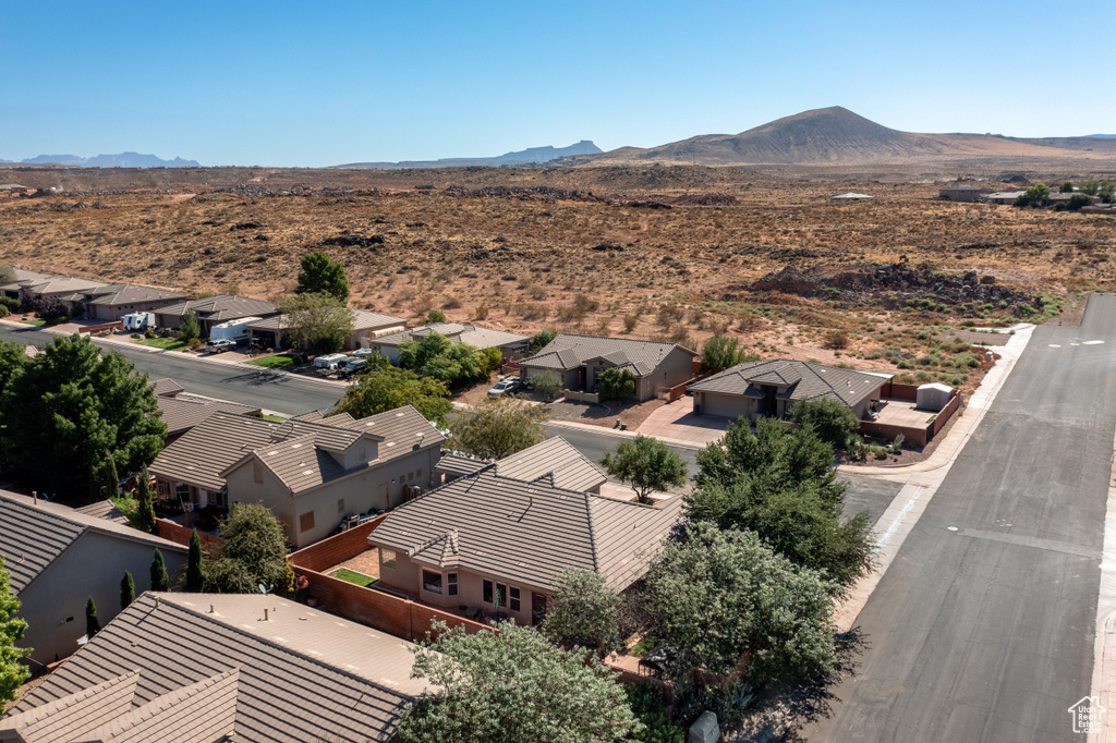 Aerial view featuring a mountain view