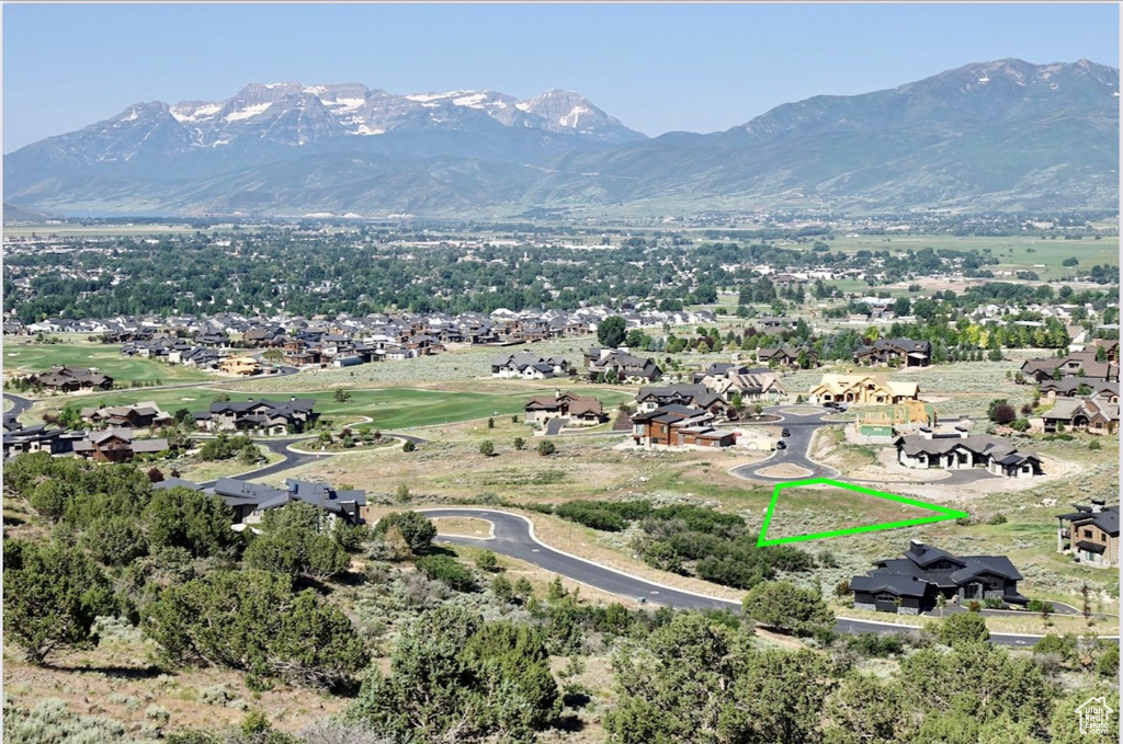 Drone / aerial view with a mountain view