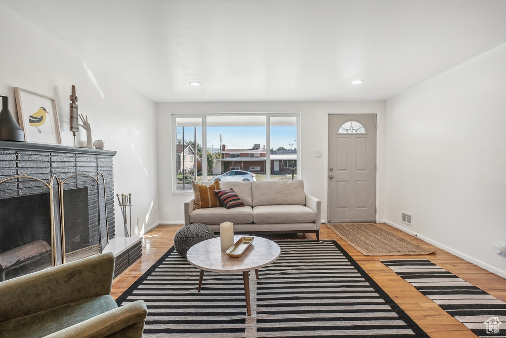 Living room featuring light wood-type flooring