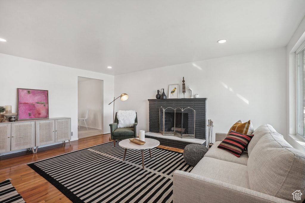 Living room featuring hardwood / wood-style flooring