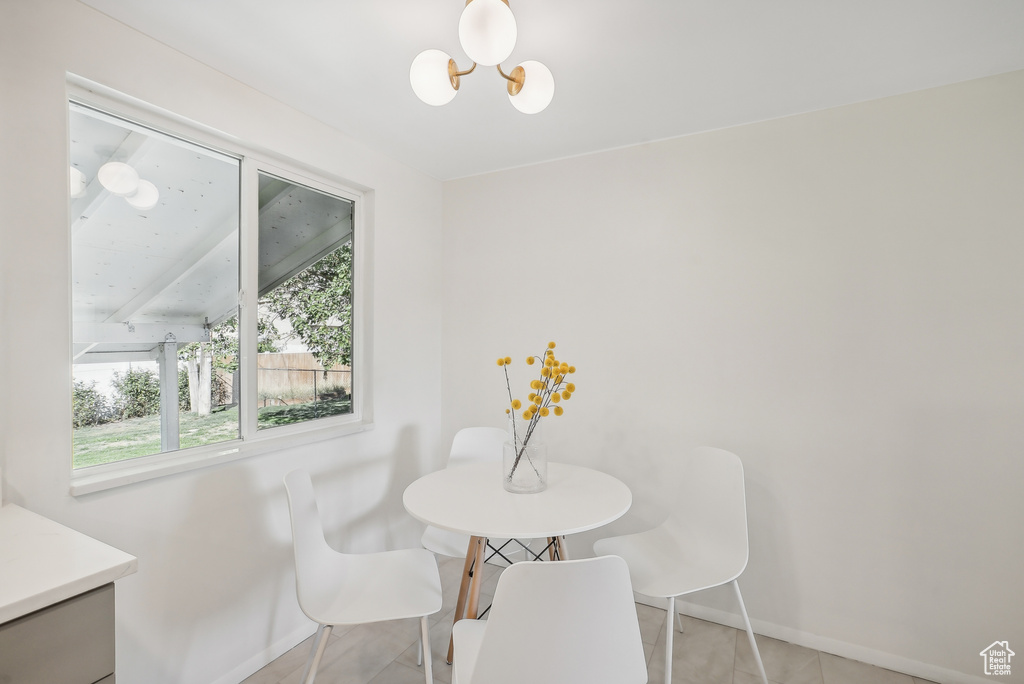 View of tiled dining area