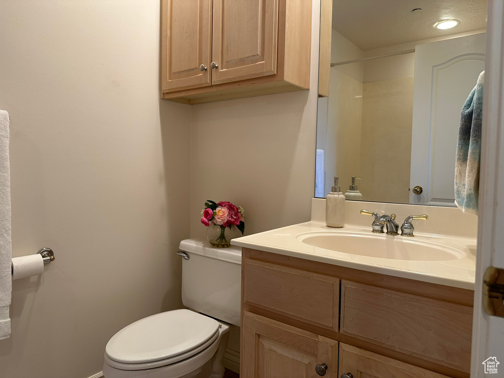 Bathroom featuring vanity and toilet