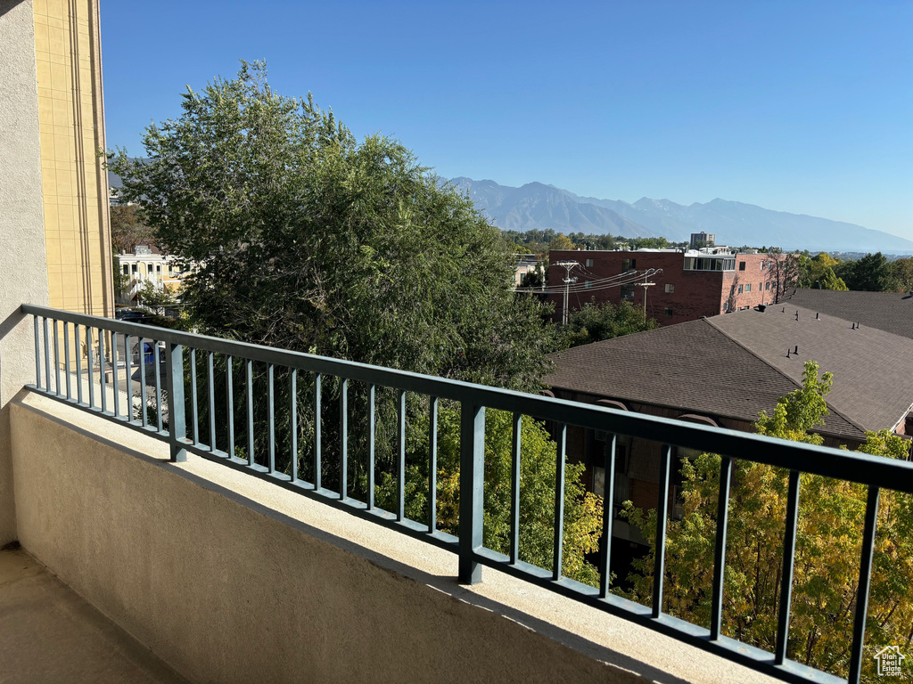 Balcony with a mountain view