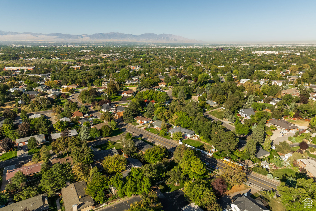 Drone / aerial view with a mountain view