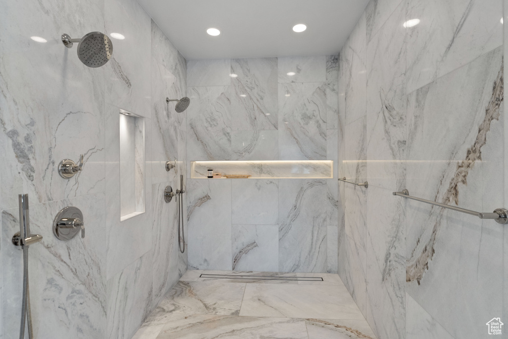 Bathroom with tiled shower