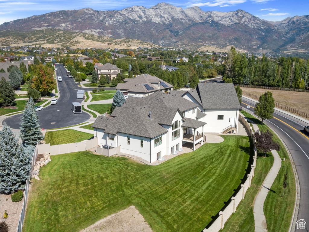 Drone / aerial view with a mountain view