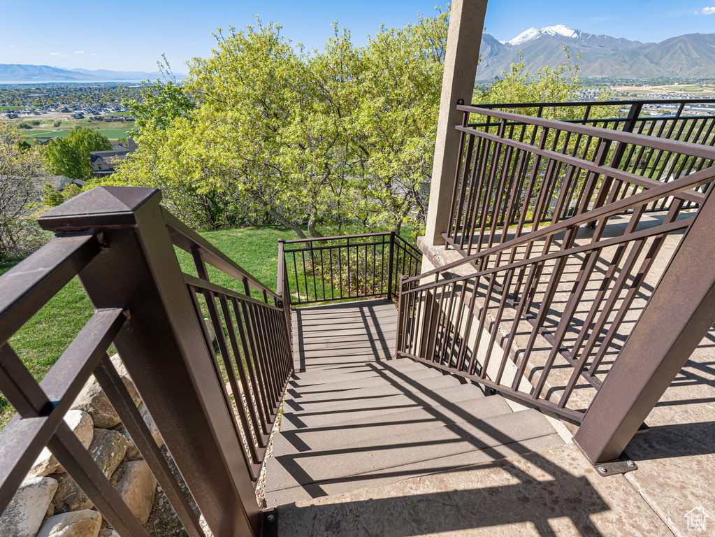 Balcony with a mountain view