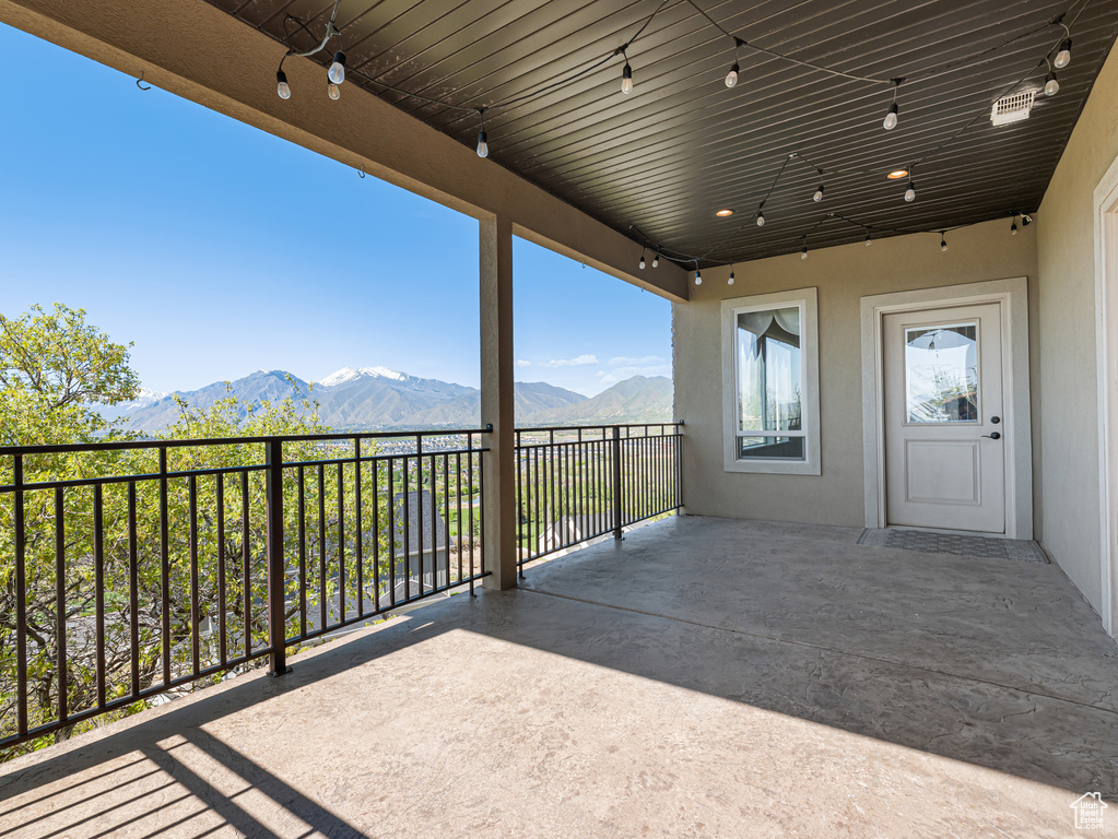 Balcony with a mountain view