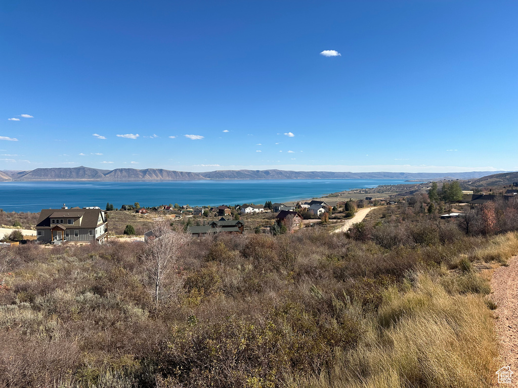 Water view with a mountain view