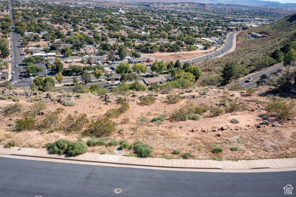 Aerial view featuring a mountain view