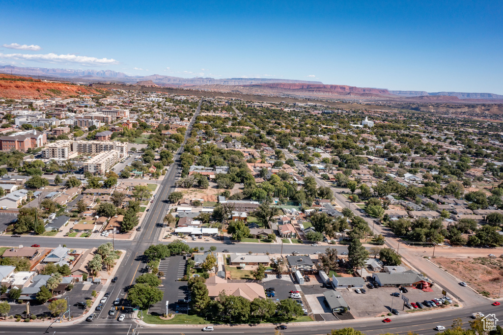 Drone / aerial view with a mountain view