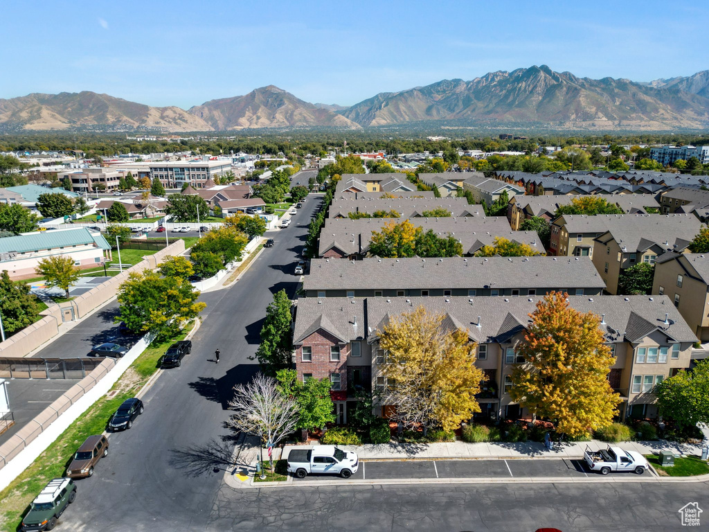 Aerial view featuring a mountain view