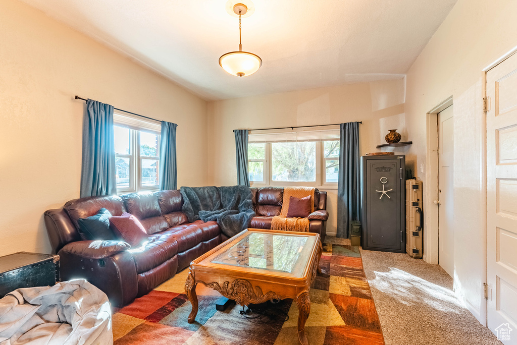 View of carpeted living room