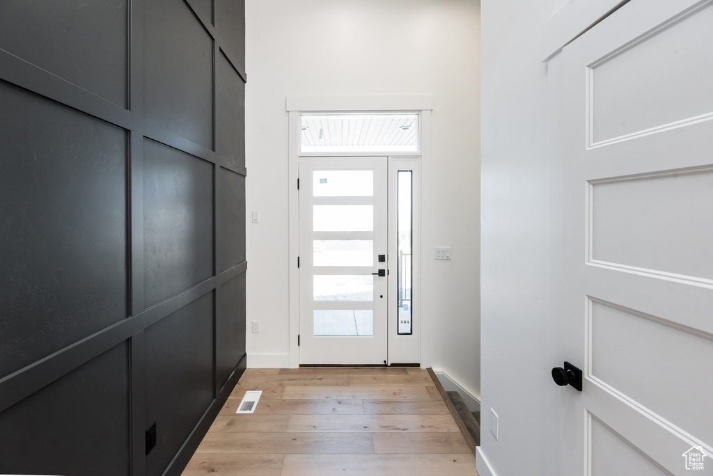 Entryway featuring light wood-type flooring