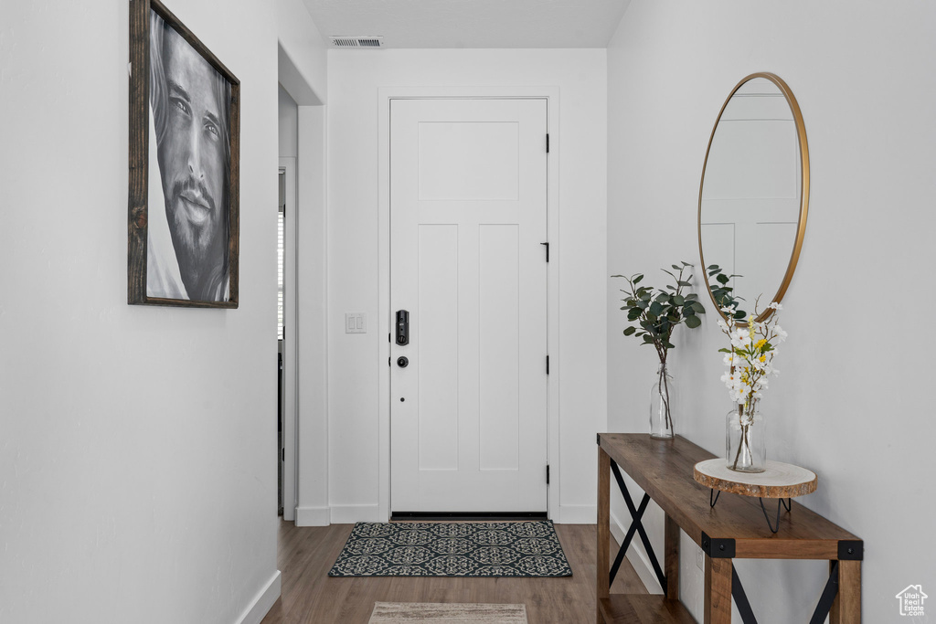 Foyer featuring wood-type flooring