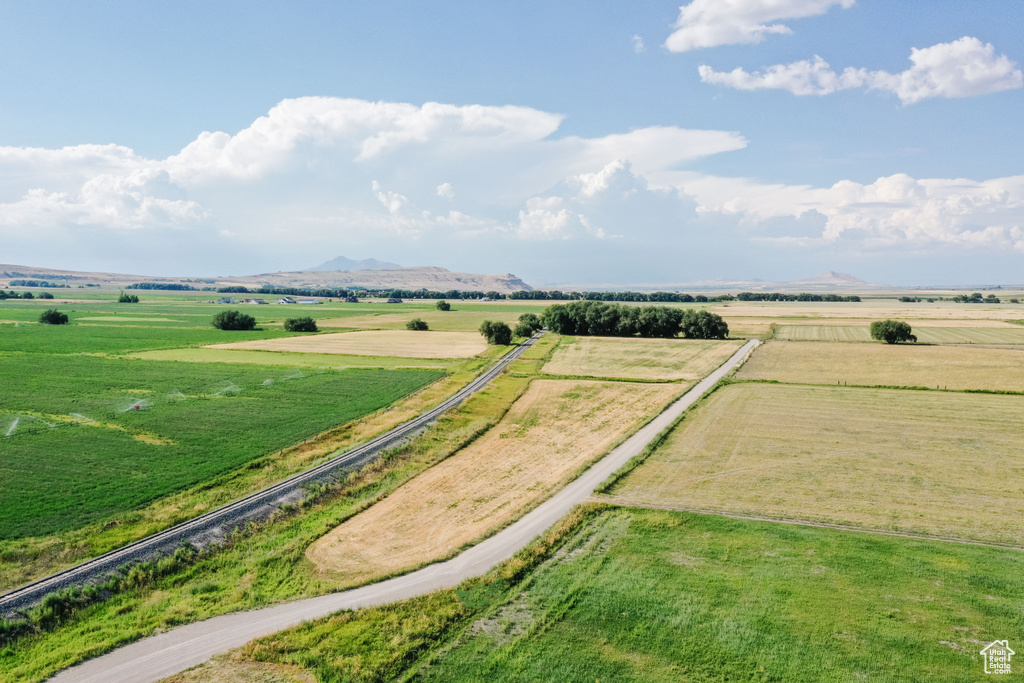 Aerial view with a rural view and a mountain view