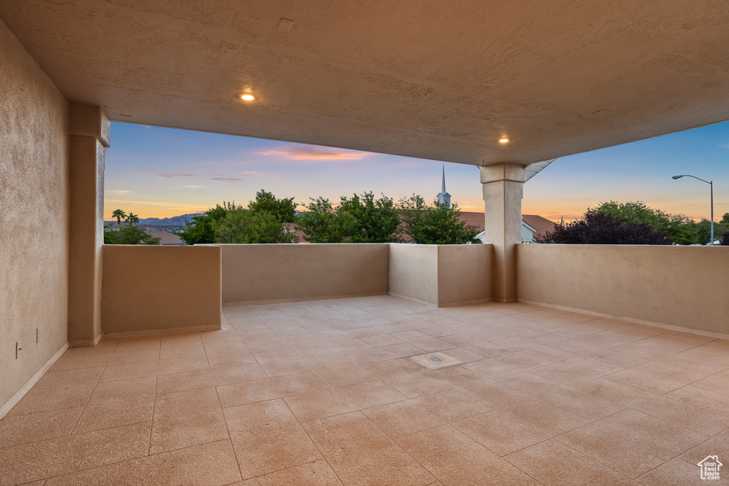 View of patio terrace at dusk