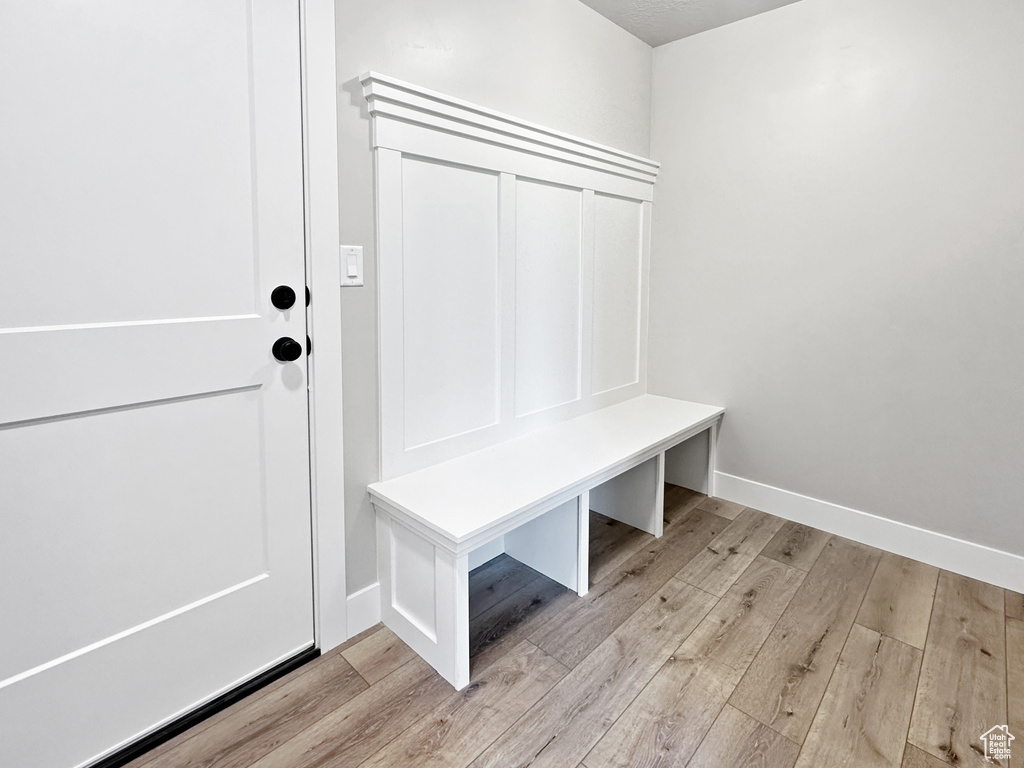 Mudroom featuring light hardwood / wood-style flooring