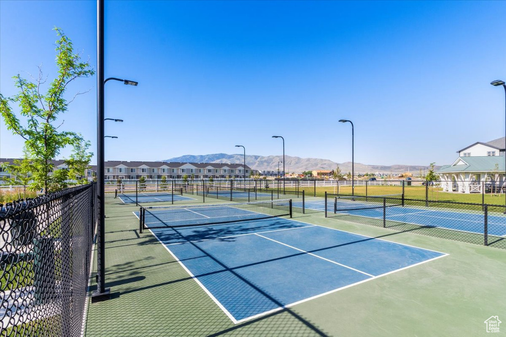 View of sport court with a mountain view