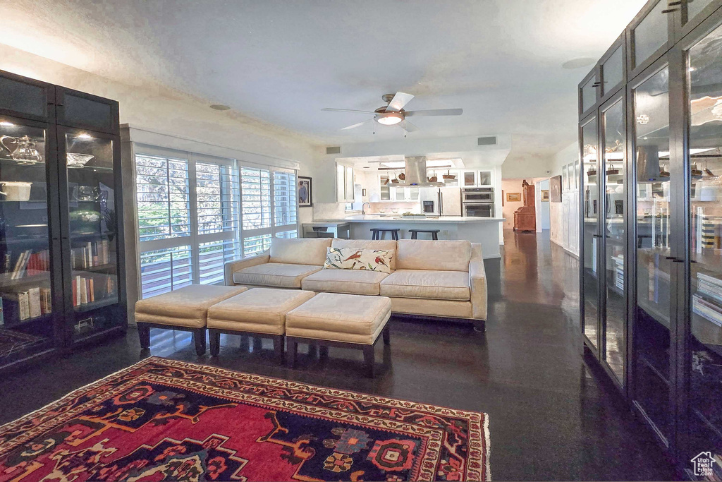 Living room with ceiling fan