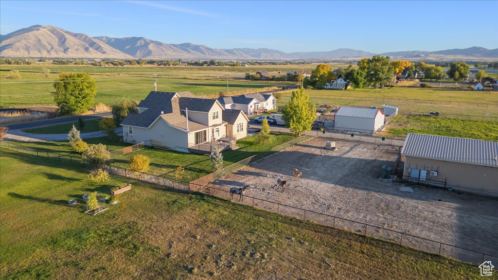 Bird's eye view with a mountain view and a rural view