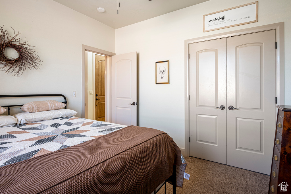 Bedroom with a closet and carpet