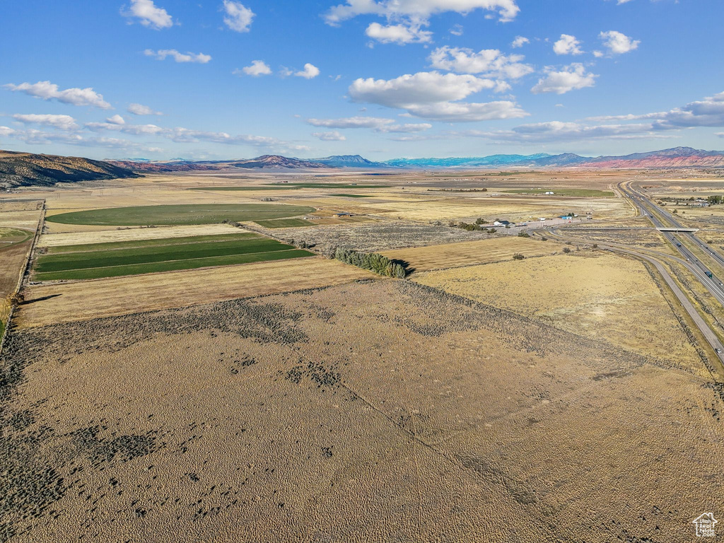 Aerial view with a mountain view and a rural view