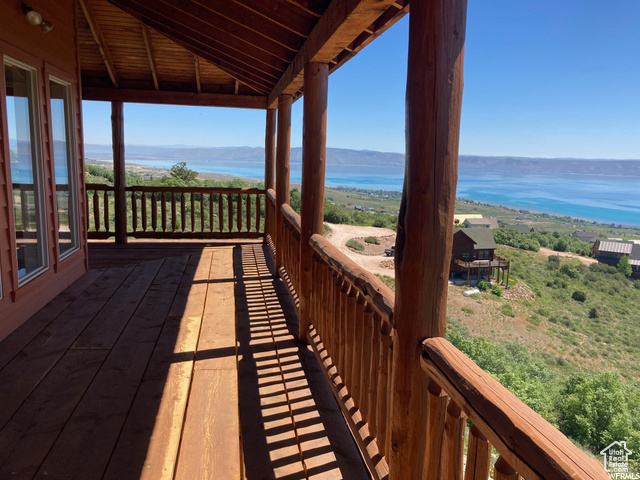 Wooden terrace with a water view