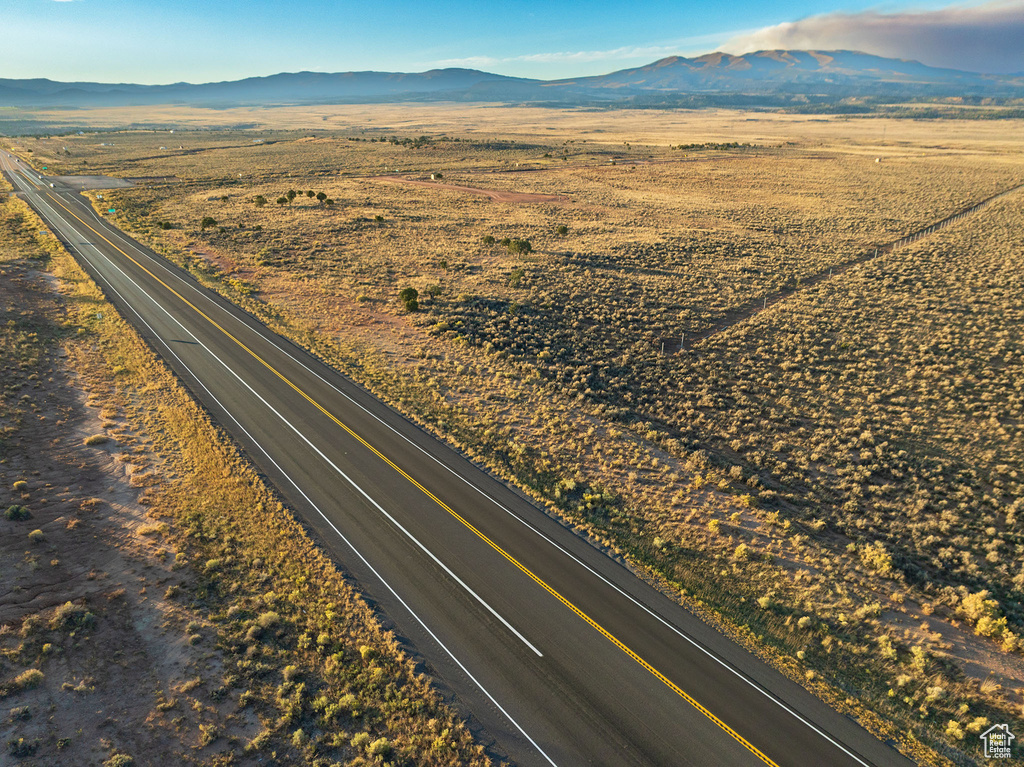 Drone / aerial view with a mountain view