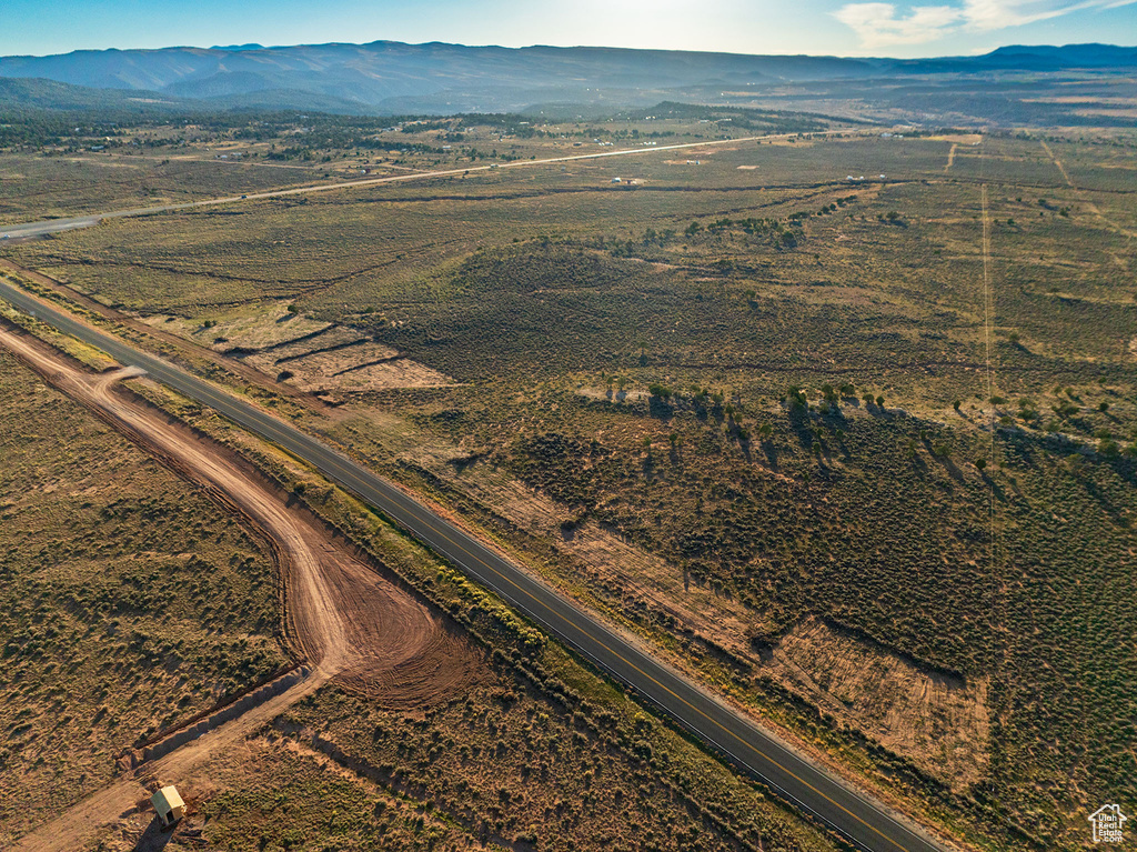 Aerial view featuring a mountain view