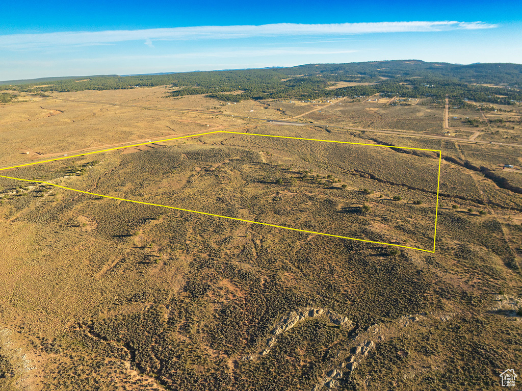 Aerial view featuring a mountain view