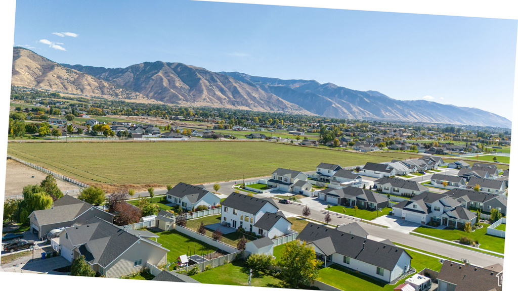 Aerial view featuring a mountain view