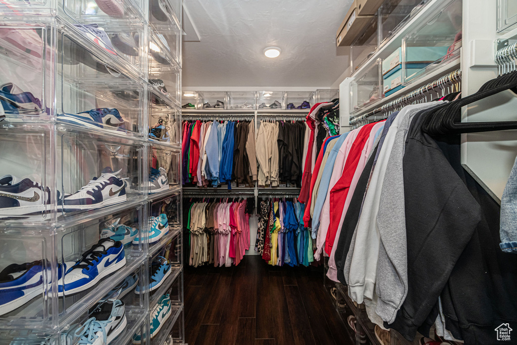 Spacious closet featuring hardwood / wood-style floors