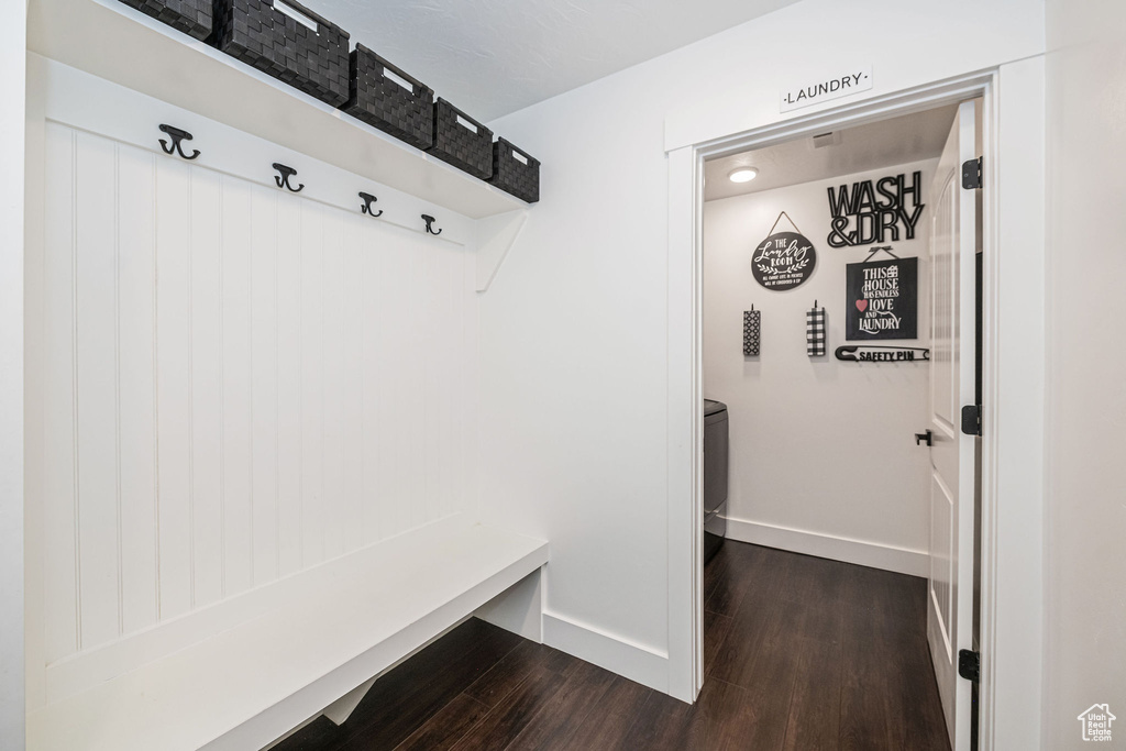 Mudroom featuring dark hardwood / wood-style floors