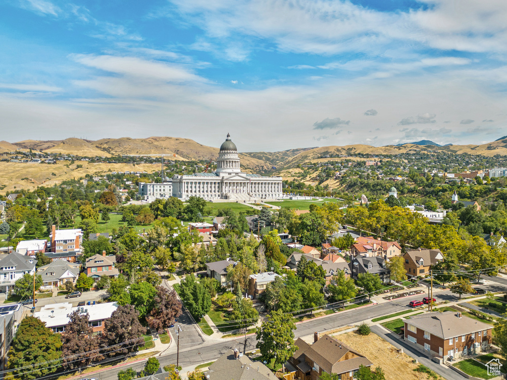 Drone / aerial view with a mountain view