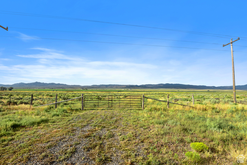 View of yard with a mountain view and a rural view