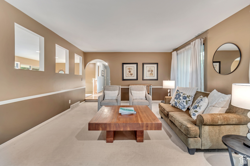 View of carpeted living room