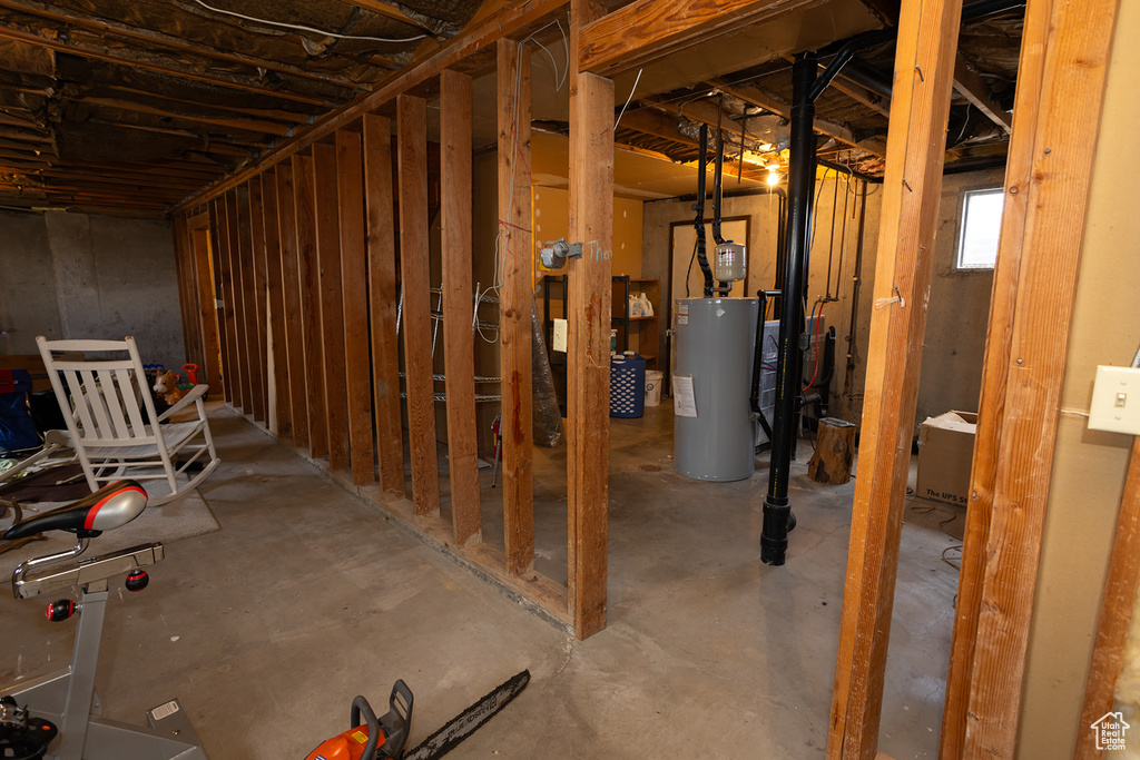 Basement with water heater