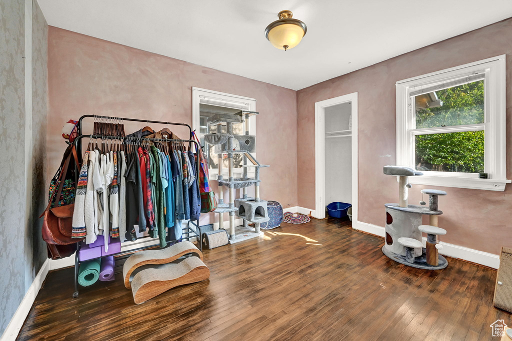 Miscellaneous room featuring dark hardwood / wood-style floors