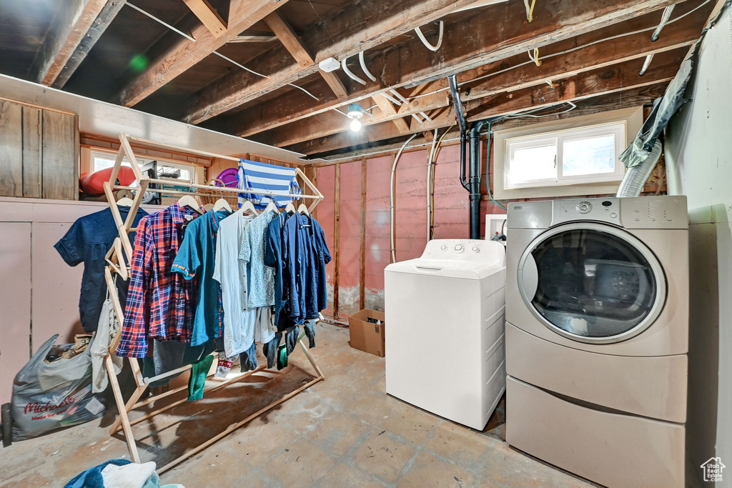 Laundry room featuring washing machine and dryer