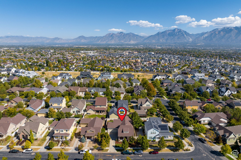 Drone / aerial view with a mountain view