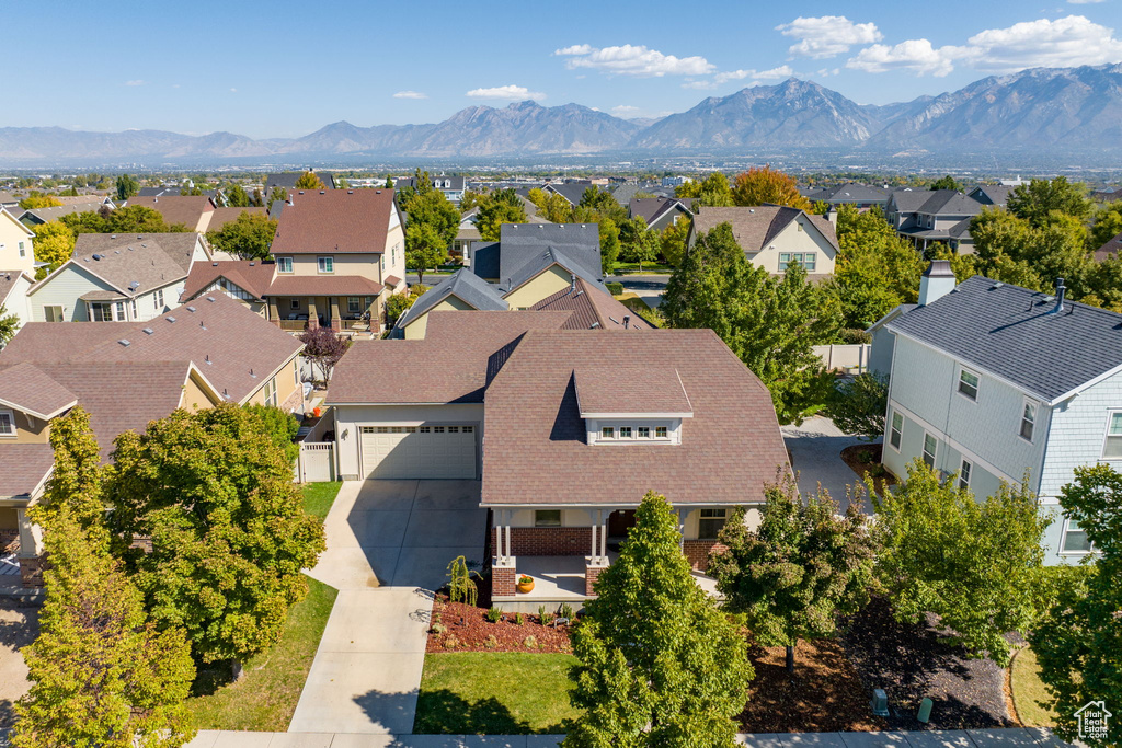 Drone / aerial view with a mountain view