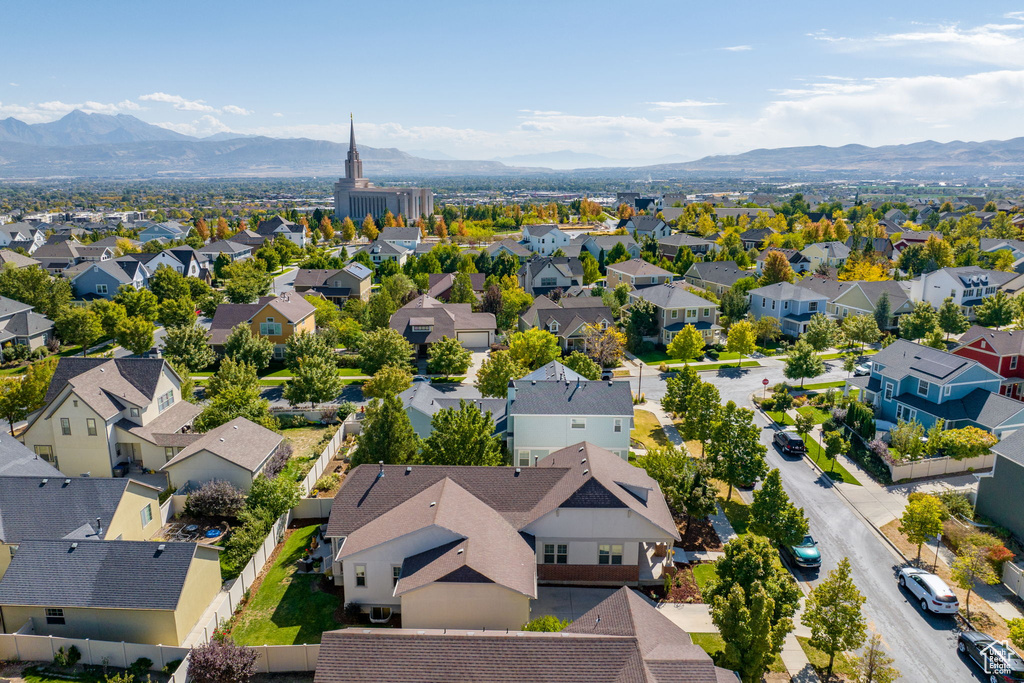 Drone / aerial view with a mountain view