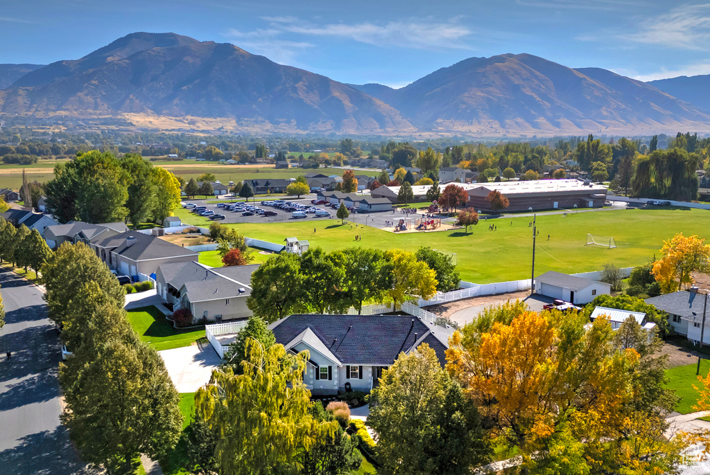 Exterior space featuring a mountain view