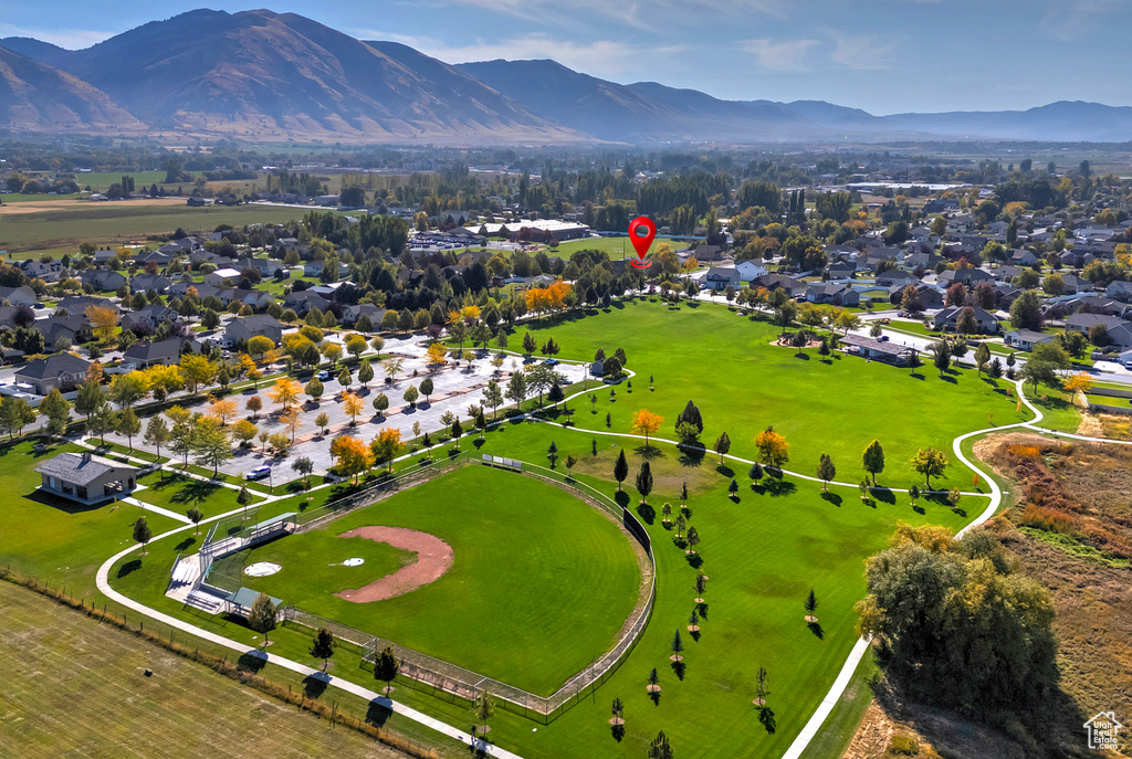 Drone / aerial view with a mountain view