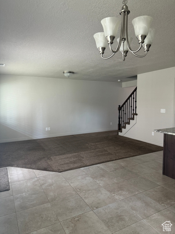 Interior space with a textured ceiling