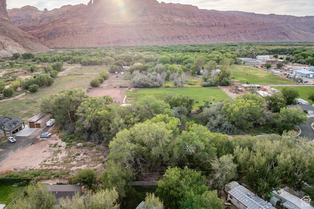 Drone / aerial view with a mountain view