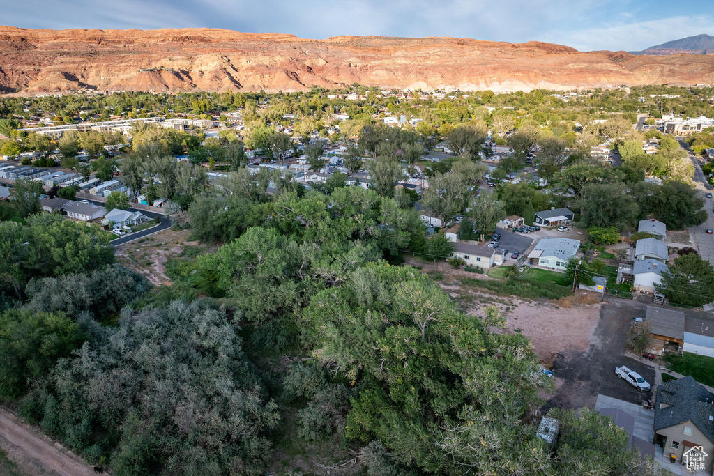 Aerial view featuring a mountain view