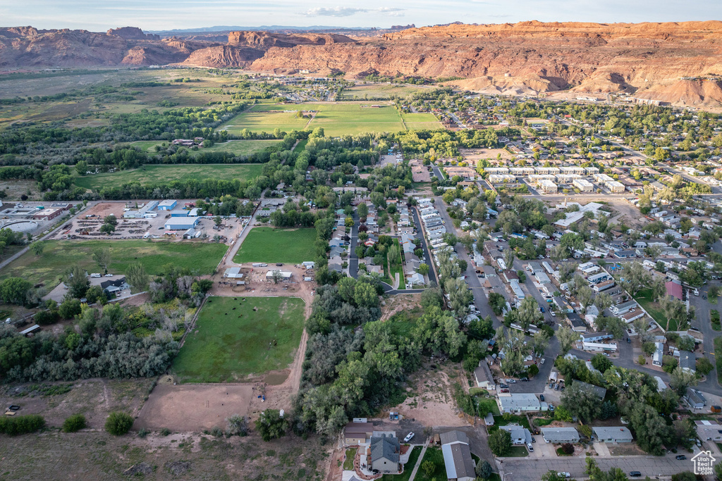 Drone / aerial view with a mountain view