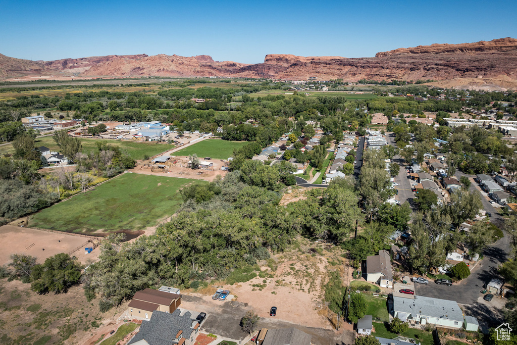 Drone / aerial view with a mountain view